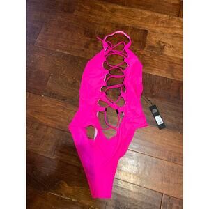 Fashion Nova Mia 1 Piece Swimsuit - Hot Pink NWT Sz 3X